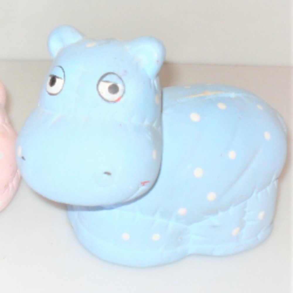 Vintage HIPPO Ceramic Piggy Bank Hand Painted Bank Hand Painted Hippo Baby Hippo